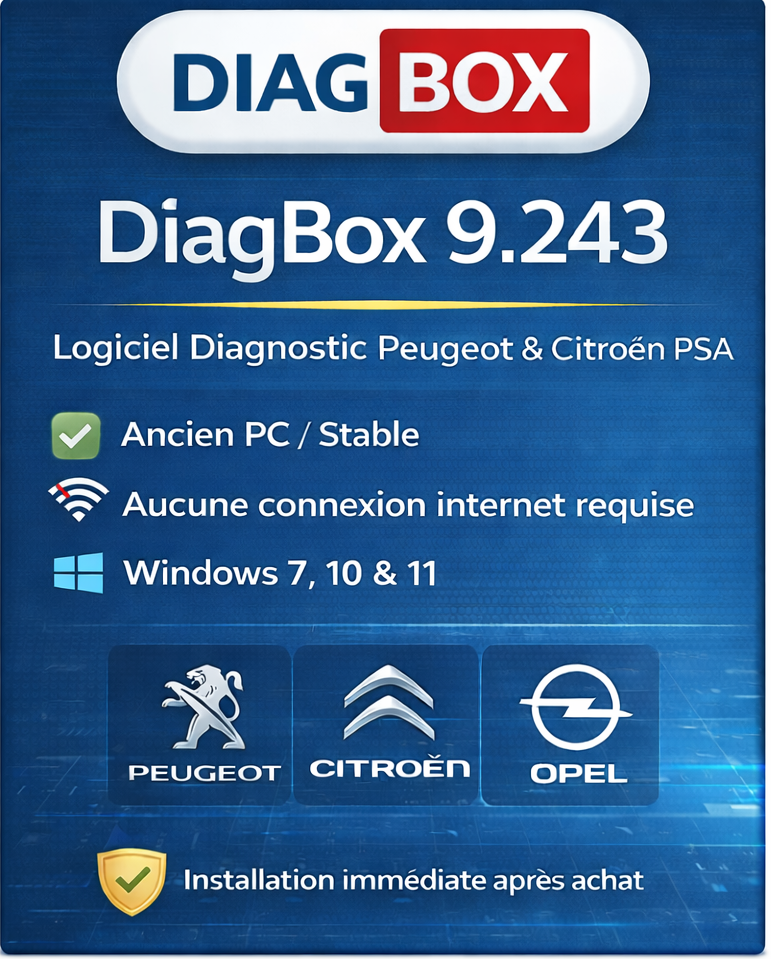 Diagbox 9.243 Complet – Outil Diagnostic Automobile Peugeot Citroën DS Opel (Offline)