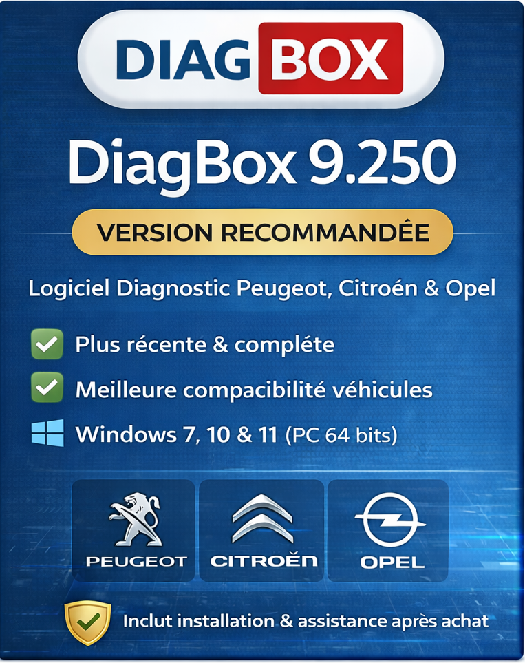 Diagbox 9.250 Complet – Outil Diagnostic Automobile Peugeot Citroën DS Opel (Offline)