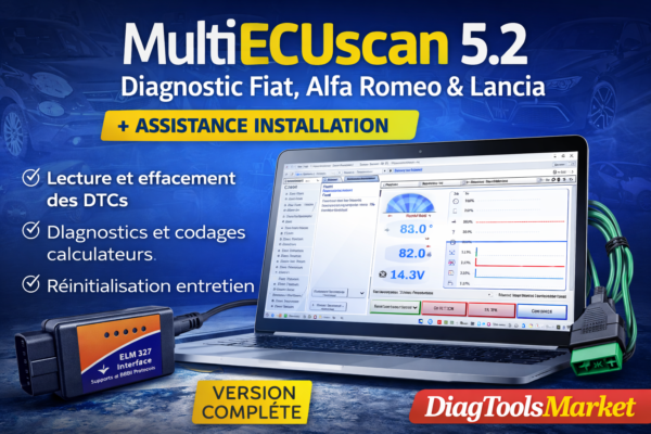 MultiECUScan 5.2 – Logiciel Diagnostic Fiat, Alfa Romeo & Lancia + Assistance Installation