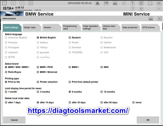 BMW ISTA+ 4.59.12 2026 FR DE EN – Logiciel Diagnostic BMW MINI Rolls-Royce Windows 10/11 – Image 2